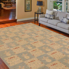 handmade Transitional Kafkaz Lt. Blue Beige Hand Knotted RECTANGLE 100% WOOL area rug 9 x 12