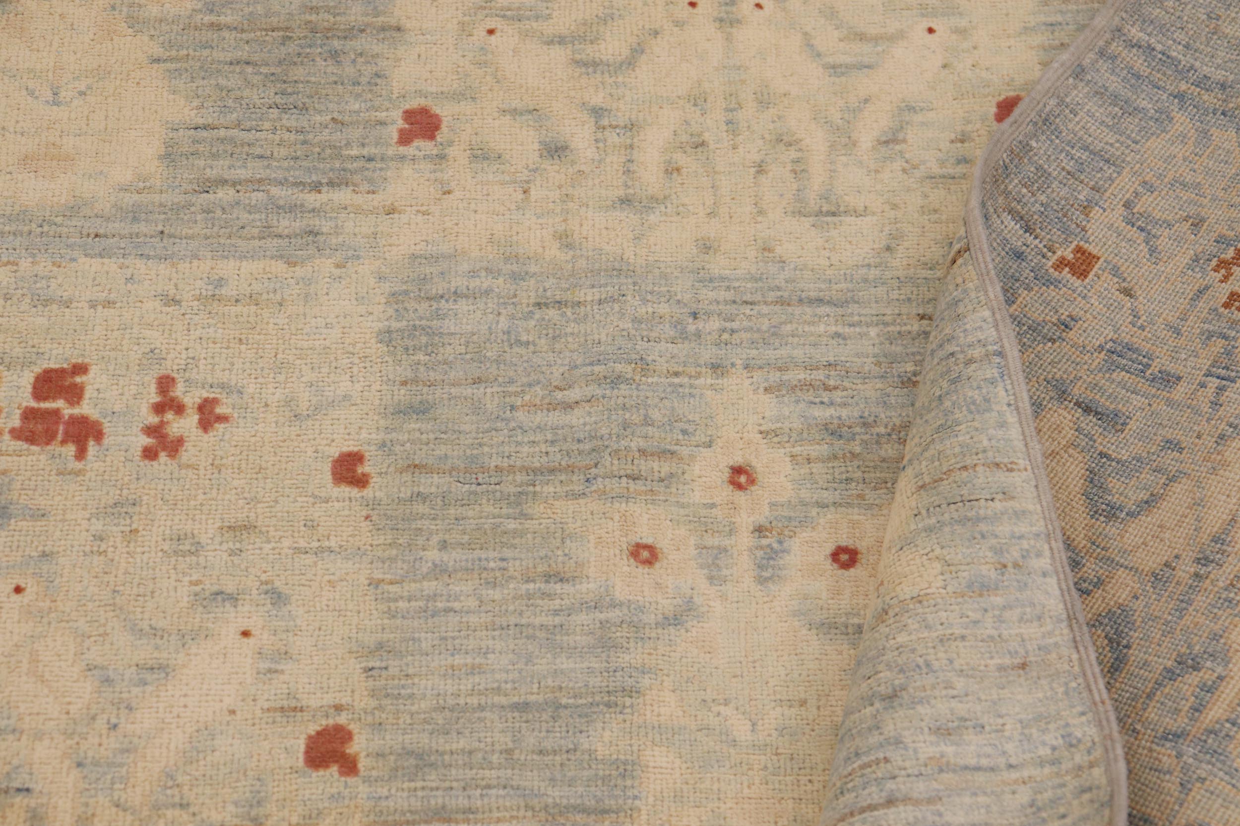handmade Modern Kafkaz Lt. Blue Beige Hand Knotted RECTANGLE 100% WOOL area rug 9' x 12'