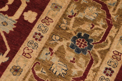handmade Traditional Kafkaz Wine Red Olive Green Hand Knotted RECTANGLE 100% WOOL area rug 9x12