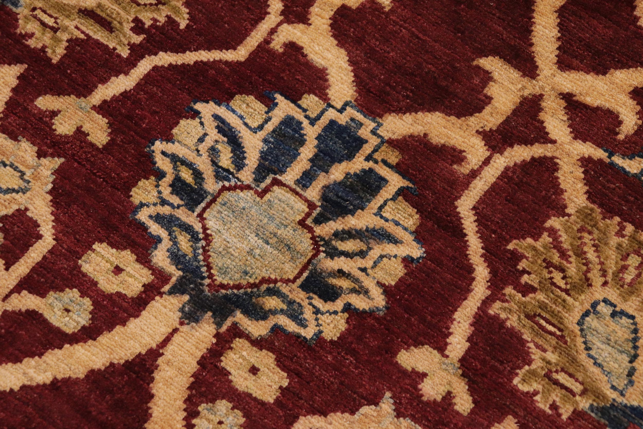 handmade Traditional Kafkaz Wine Red Olive Green Hand Knotted RECTANGLE 100% WOOL area rug 9x12