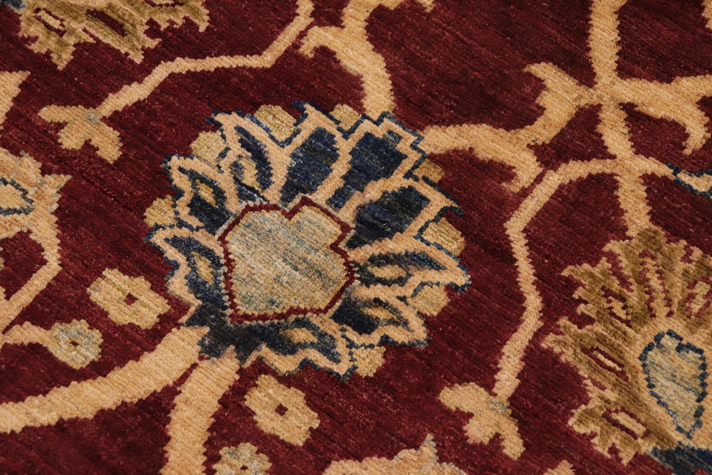 handmade Traditional Kafkaz Wine Red Olive Green Hand Knotted RECTANGLE 100% WOOL area rug 9x12
