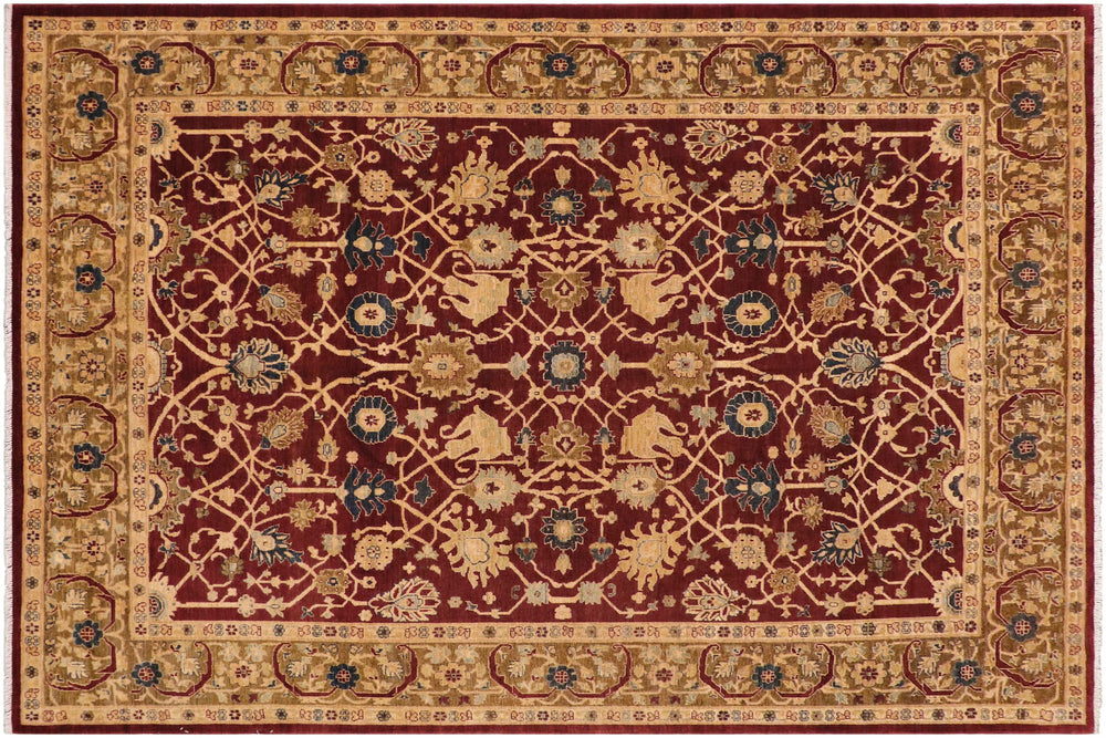 handmade Traditional Kafkaz Wine Red Olive Green Hand Knotted RECTANGLE 100% WOOL area rug 9x12