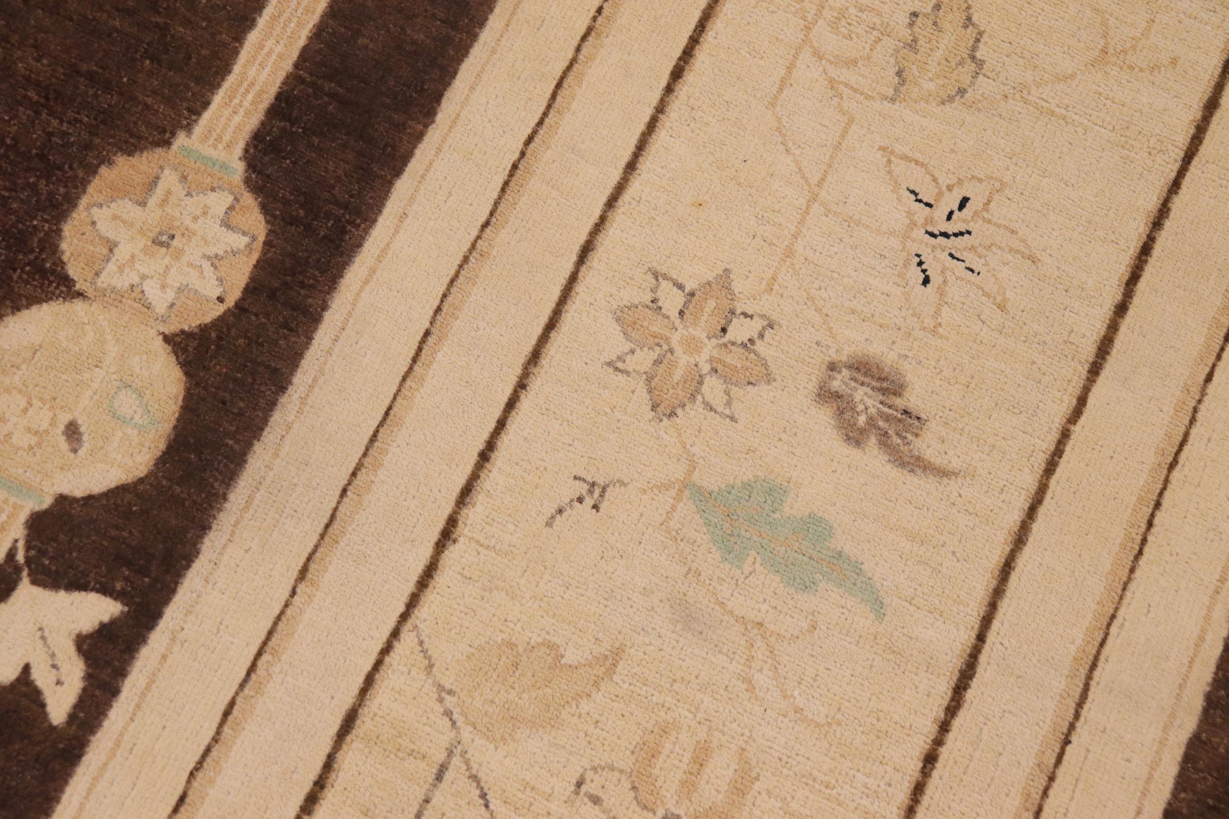 handmade Traditional Kafkaz Brown Beige Hand Knotted RECTANGLE 100% WOOL area rug 9' x 12'