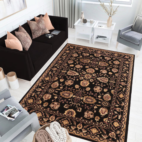 handmade Traditional Kafkaz Black Aubergine Hand Knotted RECTANGLE 100% WOOL area rug 8x11