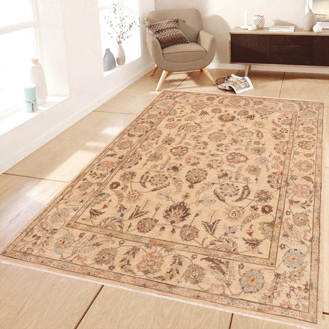 handmade Traditional Kafkaz Beige Tan Hand Knotted RECTANGLE 100% WOOL area rug 9x12