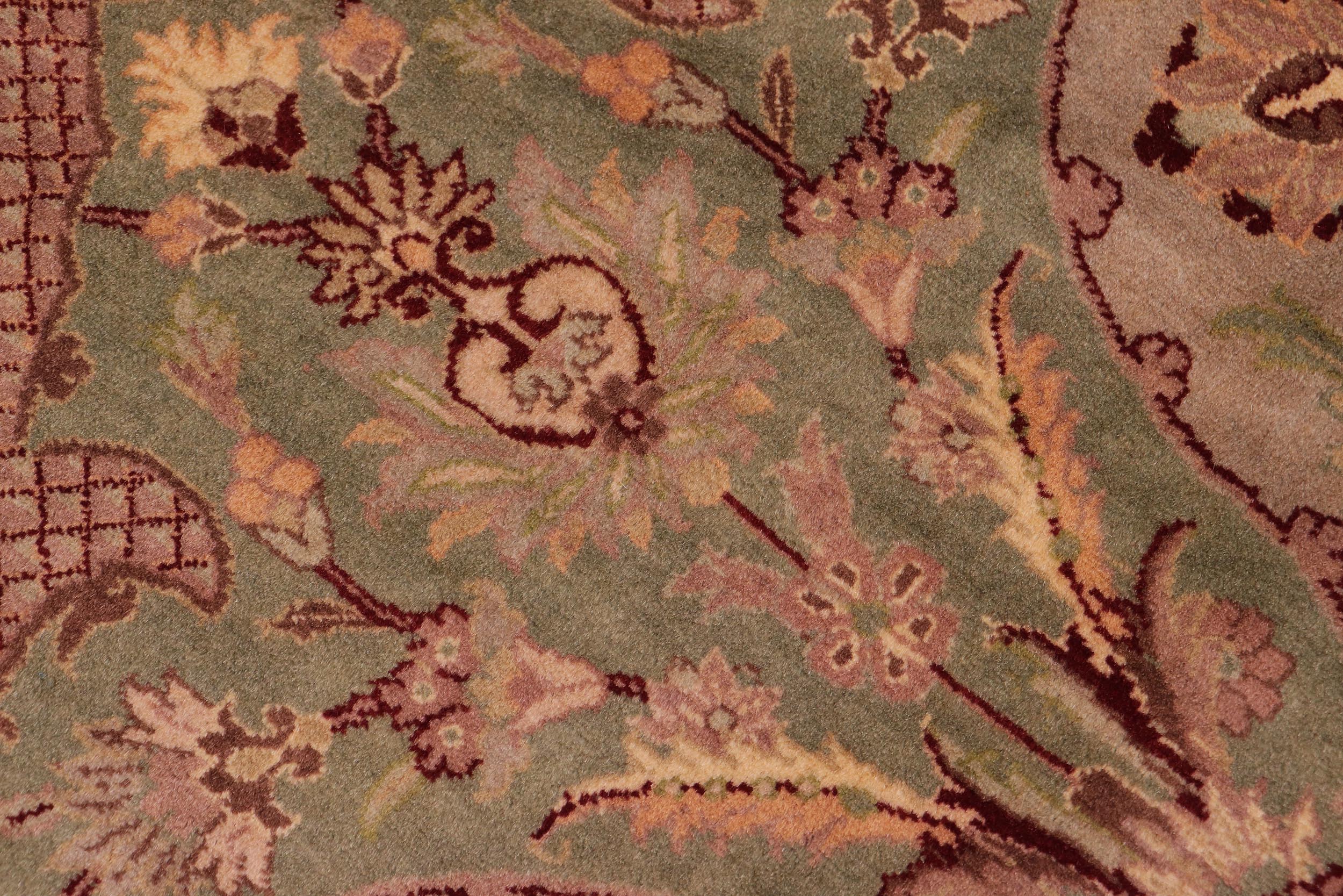 handmade Traditional Agra Lt. Green Lt. Green Hand Knotted RECTANGLE 100% WOOL area rug 9x12