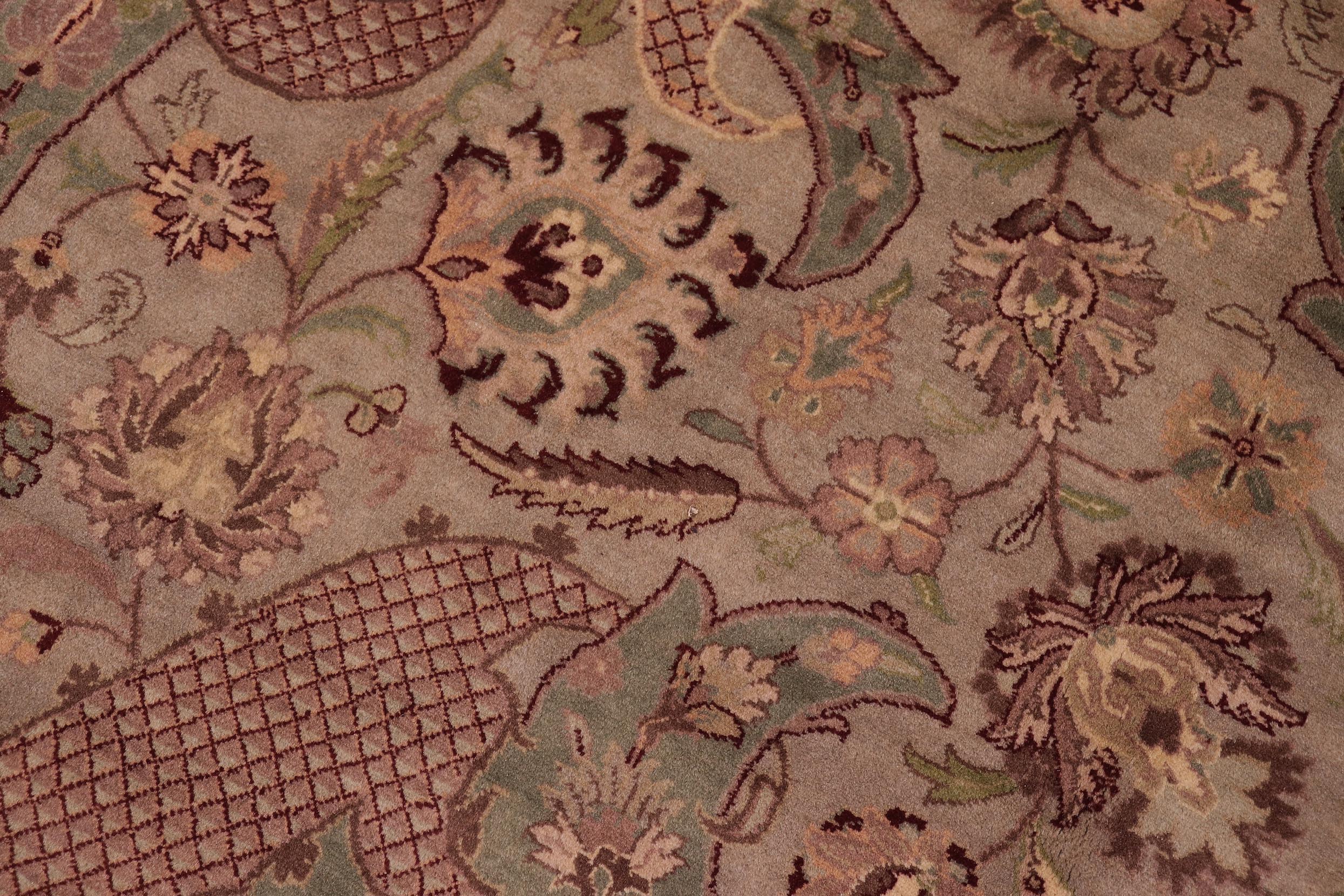 handmade Traditional Agra Lt. Green Lt. Green Hand Knotted RECTANGLE 100% WOOL area rug 9x12