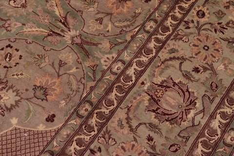 handmade Traditional Agra Lt. Green Lt. Green Hand Knotted RECTANGLE 100% WOOL area rug 9x12
