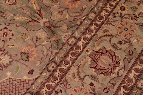 handmade Traditional Agra Lt. Green Lt. Green Hand Knotted RECTANGLE 100% WOOL area rug 9x12