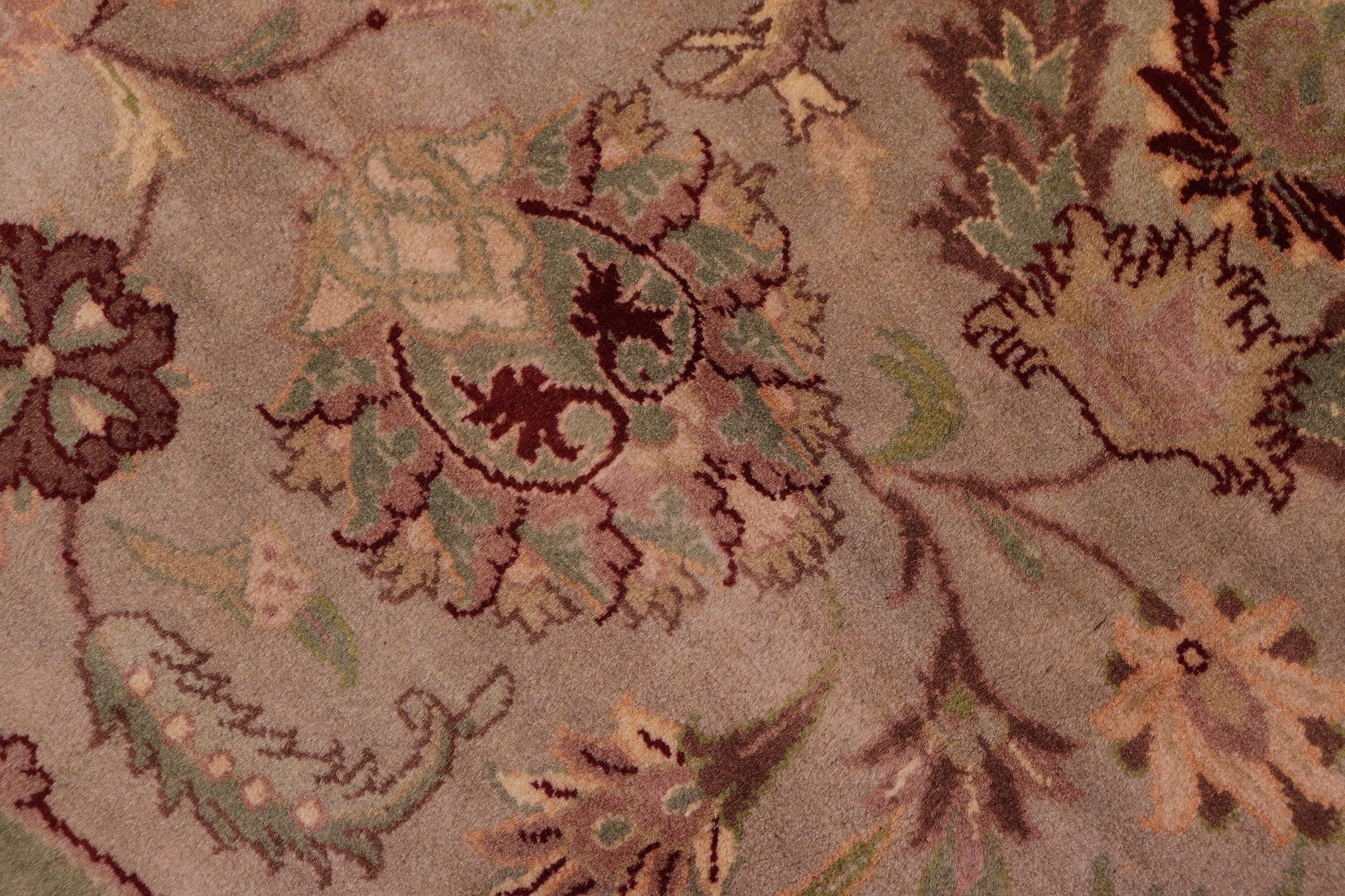 handmade Traditional Agra Lt. Green Lt. Green Hand Knotted RECTANGLE 100% WOOL area rug 9x12