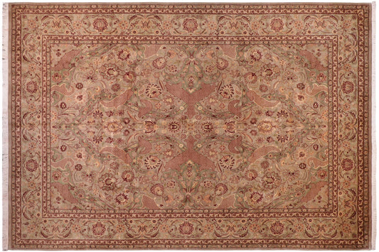handmade Traditional Agra Lt. Green Lt. Green Hand Knotted RECTANGLE 100% WOOL area rug 9x12