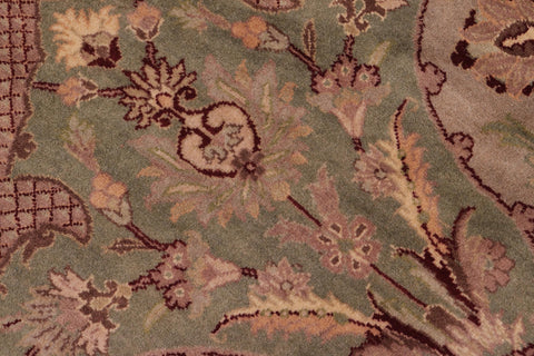handmade Traditional Agra Lt. Green Lt. Green Hand Knotted RECTANGLE 100% WOOL area rug 9x12