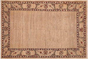 handmade Modern Gabbeh Beige Rust Hand Knotted RECTANGLE 100% WOOL area rug 6' x 9'