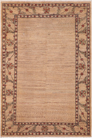 Modern Gabbeh Reatha Beige/Rust Wool Rug - 5'11'' x 9'0''