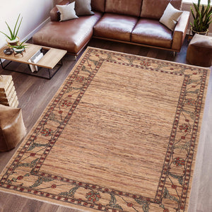 handmade Modern Gabbeh Beige Rust Hand Knotted RECTANGLE 100% WOOL area rug 6' x 9'