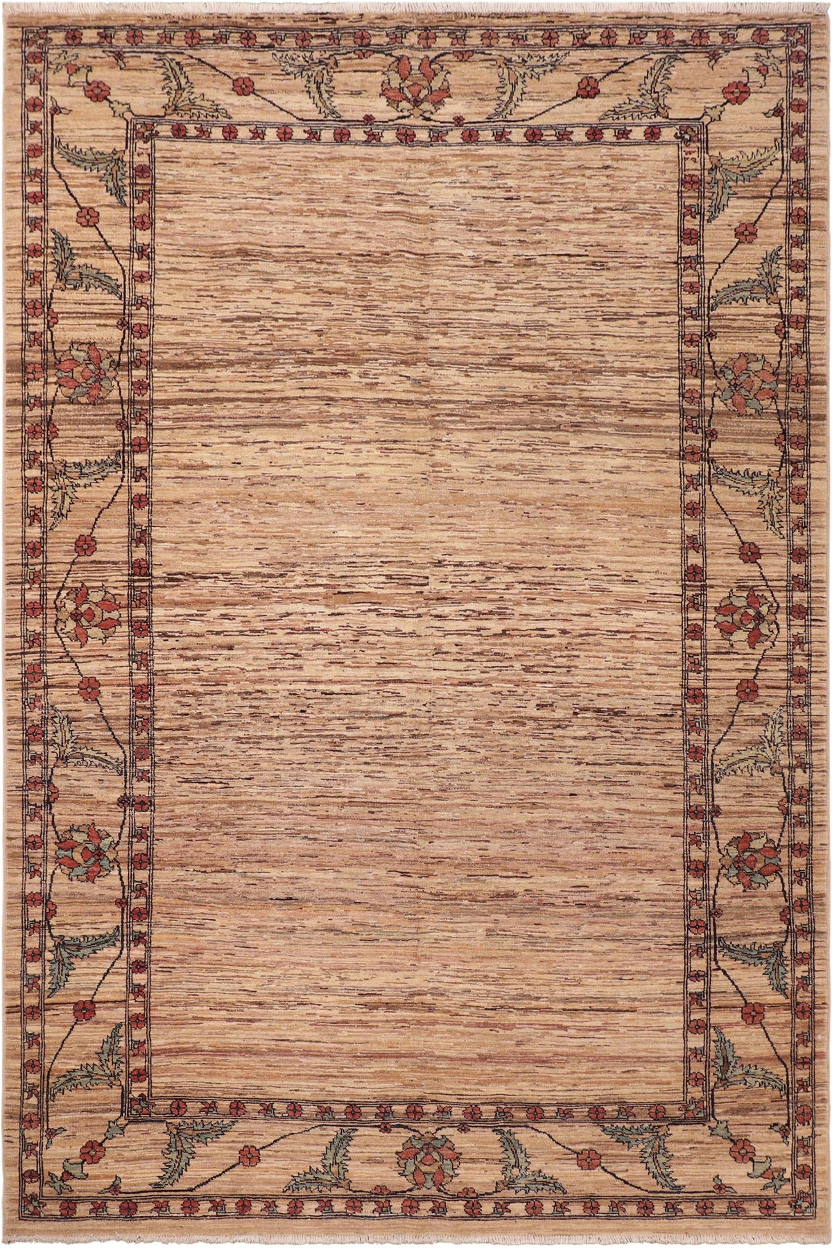 Bohemian Gabbeh Raye Beige/Rust Wool Rug - 6'3'' x 9'0''