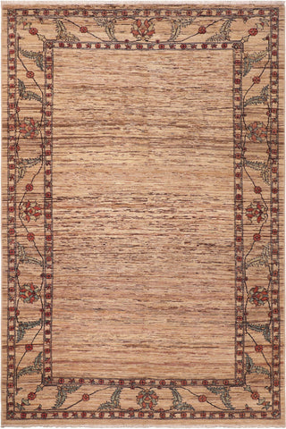 Bohemian Gabbeh Raye Beige/Rust Wool Rug - 6'3'' x 9'0''