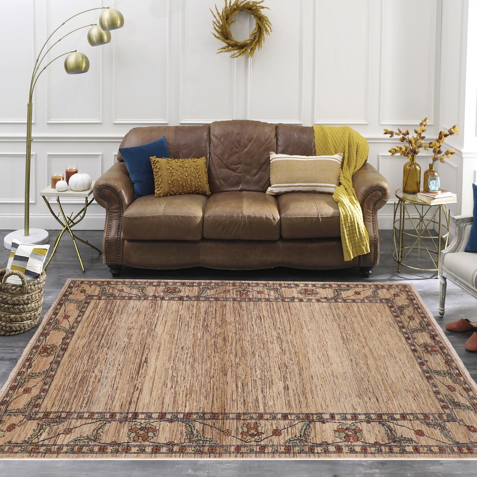 handmade Modern Gabbeh Beige Rust Hand Knotted RECTANGLE 100% WOOL area rug 6' x 9'