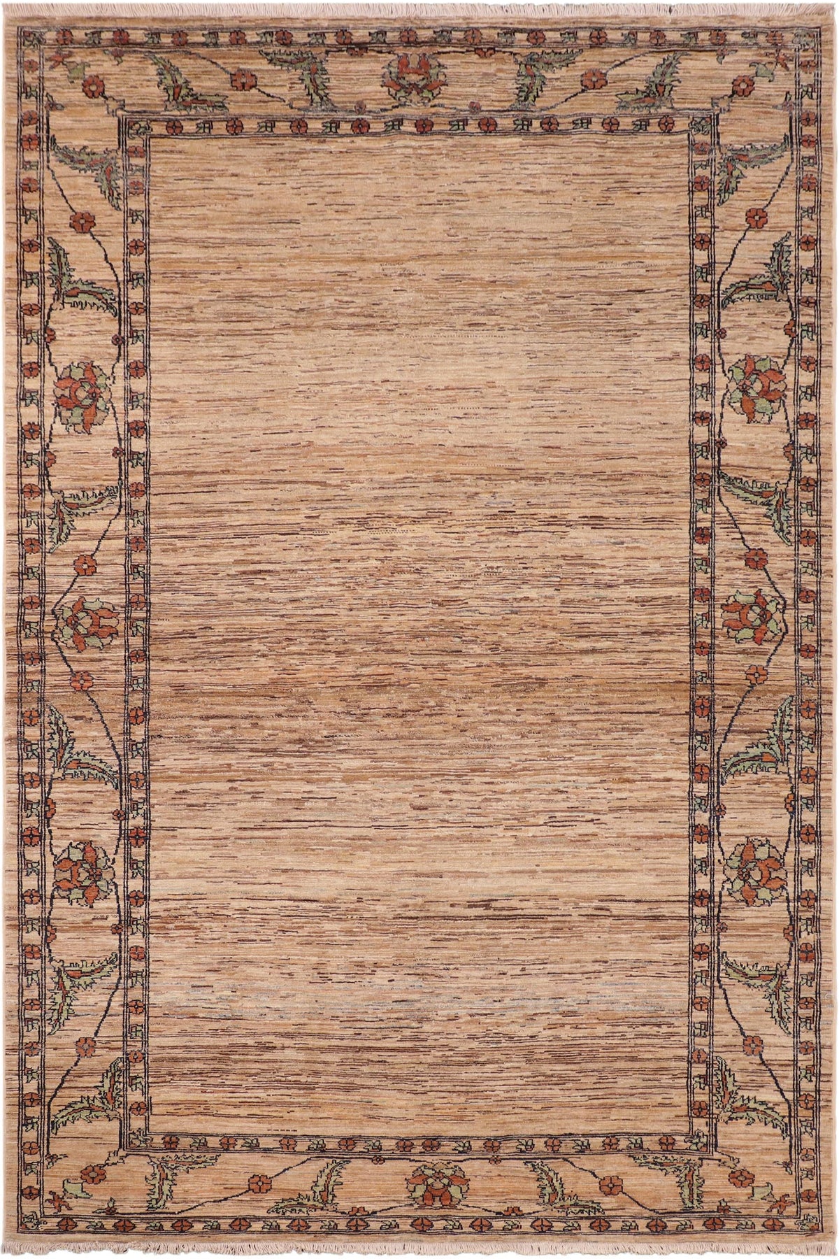 Boho Chic Gabbeh Marquett Beige/Rust Wool Rug - 6'1'' x 9'5''