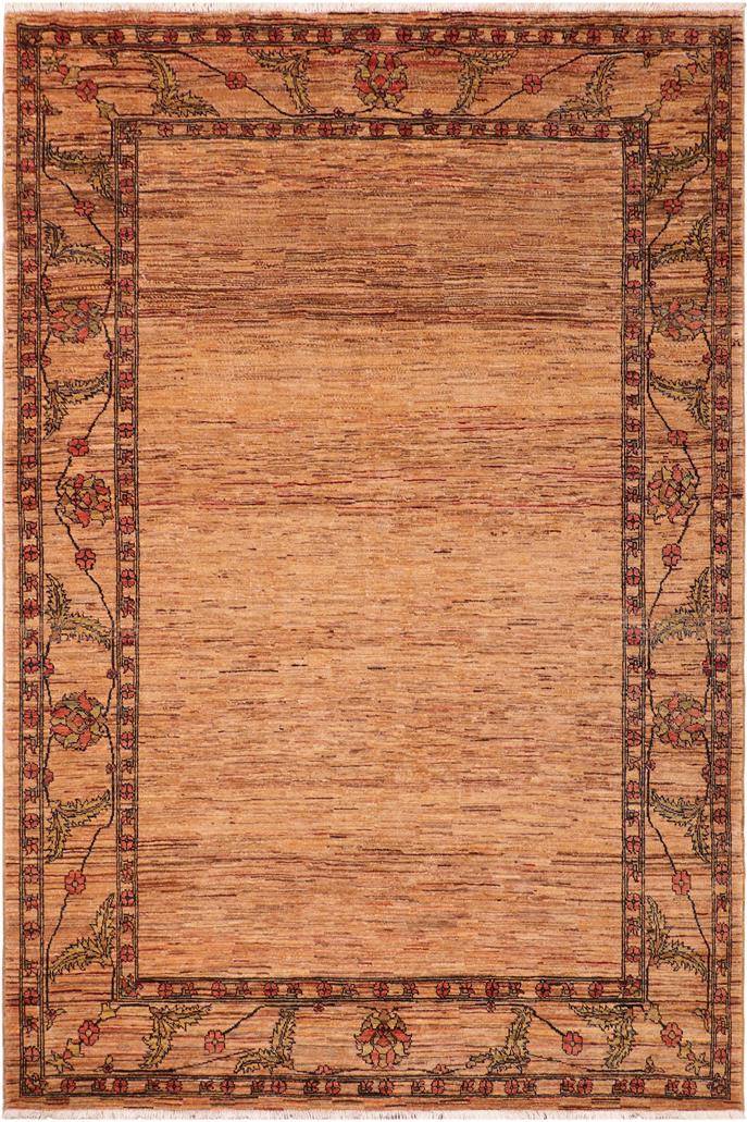 handmade Modern Gabbeh Beige Rust Hand Knotted RECTANGLE 100% WOOL area rug 6  x 8 