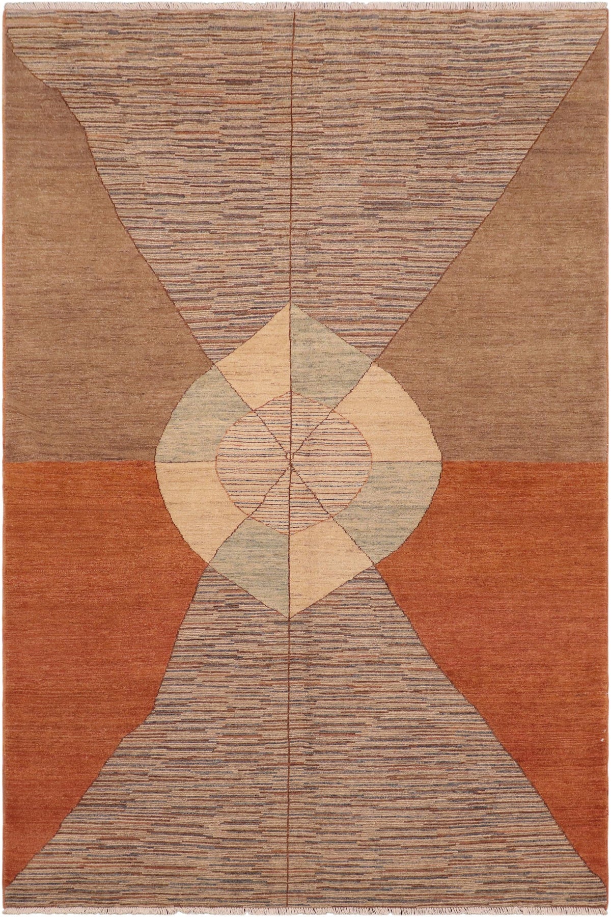 Contemporary Gabbeh Ling Orange/Brown Wool Rug - 6'2'' x 9'3''
