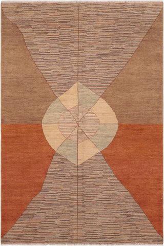 Contemporary Gabbeh Ling Orange/Brown Wool Rug - 6'2'' x 9'3''