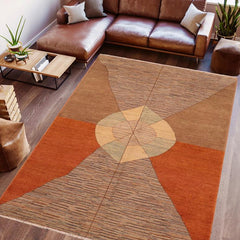 handmade Modern Gabbeh Orange Brown Hand Knotted RECTANGLE 100% WOOL area rug 6  x 9 