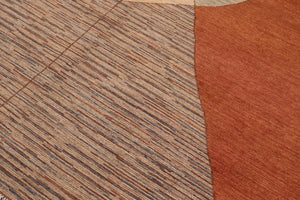 handmade Modern Gabbeh Orange Brown Hand Knotted RECTANGLE 100% WOOL area rug 6' x 9'