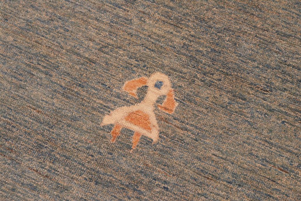 handmade Modern Gabbeh Blue Orange Hand Knotted RECTANGLE 100% WOOL area rug 6  x 9 