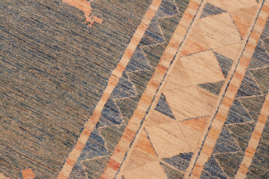 handmade Modern Gabbeh Blue Orange Hand Knotted RECTANGLE 100% WOOL area rug 6  x 9 