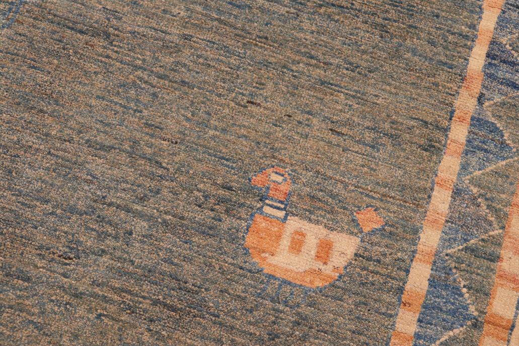 handmade Modern Gabbeh Blue Orange Hand Knotted RECTANGLE 100% WOOL area rug 6  x 9 