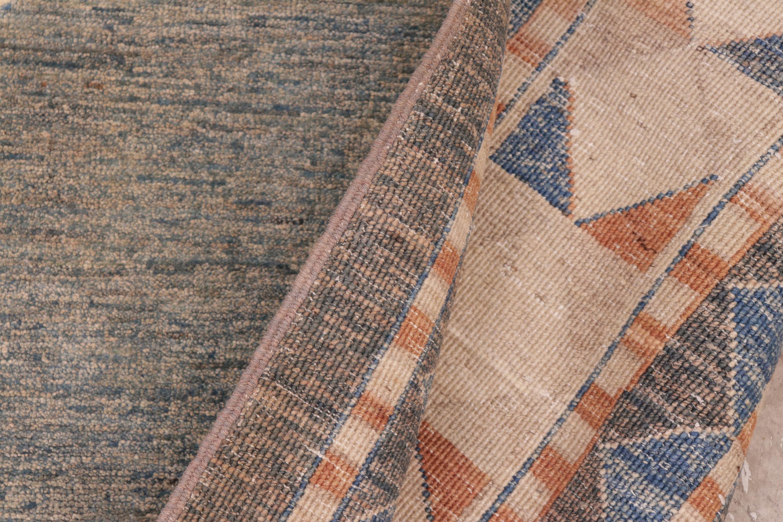 handmade Modern Gabbeh Blue Orange Hand Knotted RECTANGLE 100% WOOL area rug 6' x 9'