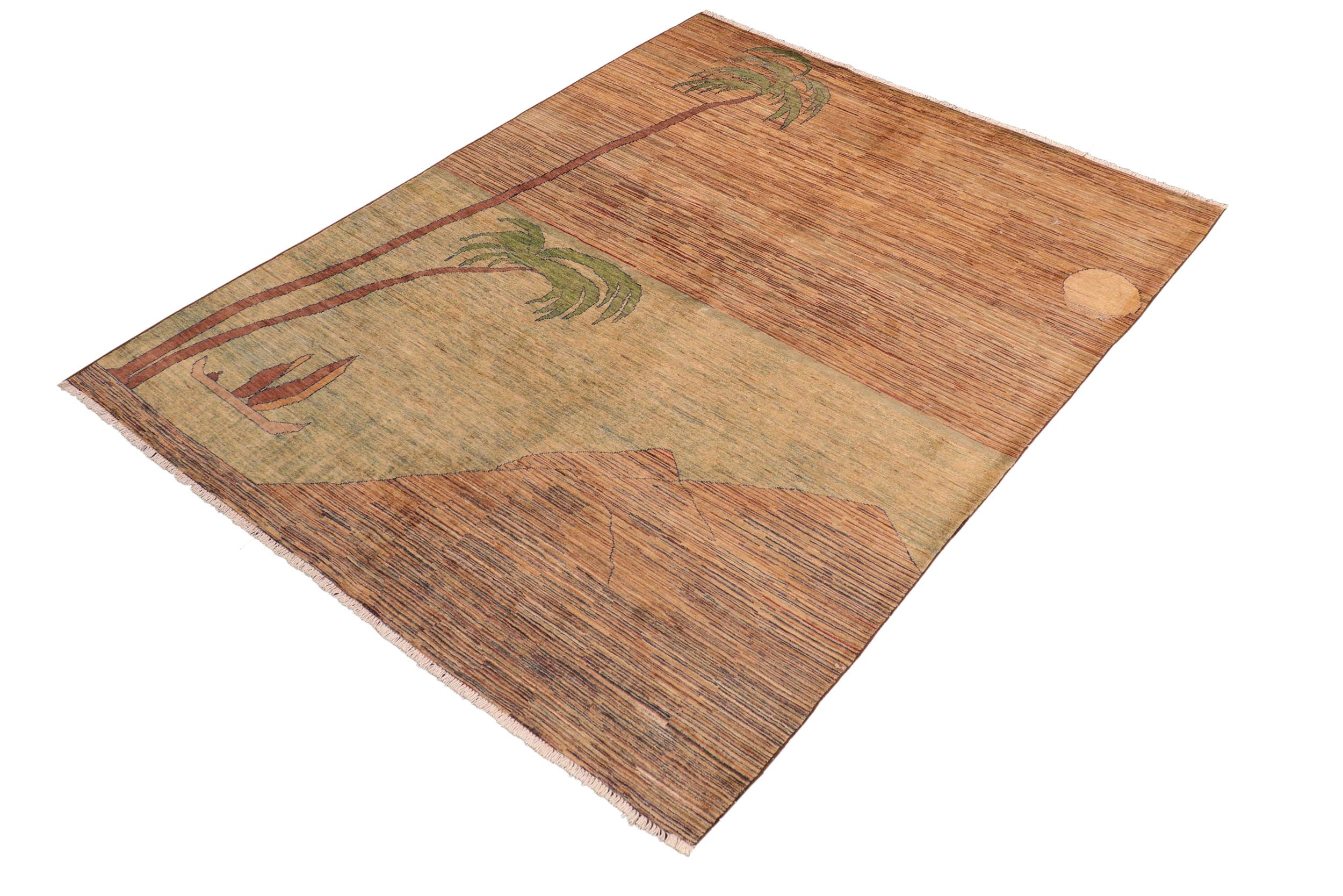 handmade Modern Gabbeh Blue Green Hand Knotted RECTANGLE 100% WOOL area rug 6' x 9'