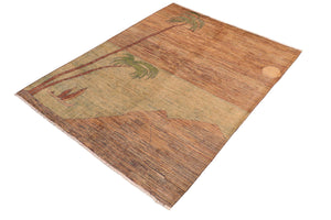 handmade Modern Gabbeh Blue Green Hand Knotted RECTANGLE 100% WOOL area rug 6' x 9'