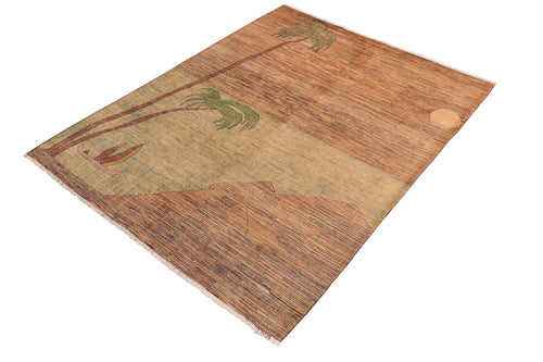 handmade Modern Gabbeh Blue Green Hand Knotted RECTANGLE 100% WOOL area rug 6' x 9'