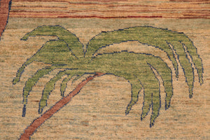 handmade Modern Gabbeh Blue Green Hand Knotted RECTANGLE 100% WOOL area rug 6' x 9'