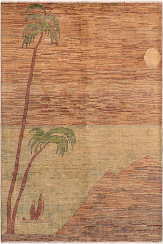 Bohemian Gabbeh Kiana Blue/Green Wool Rug - 6'1'' x 8'10''