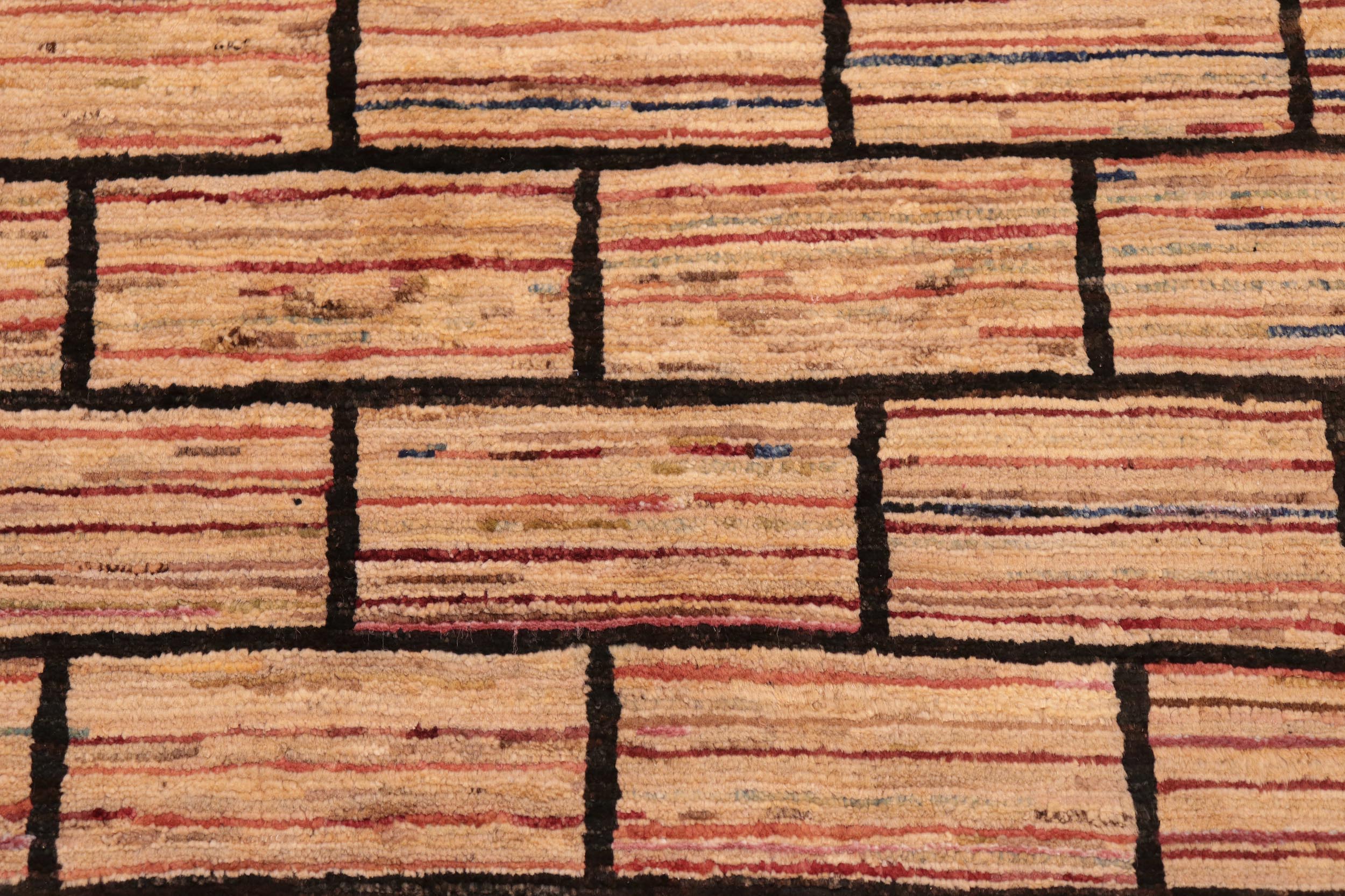 handmade Modern Gabbeh Black Beige Hand Knotted RECTANGLE 100% WOOL area rug 6' x 9'