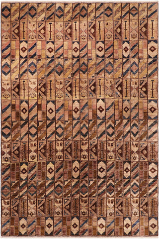 Shabby Chic Gabbeh Joella Brown/Beige Wool Rug - 6'0'' x 8'8''