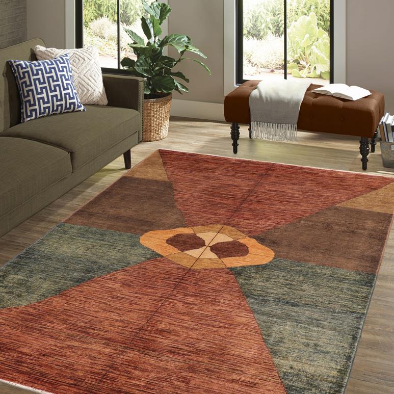 handmade Modern Gabbeh Rust Brown Hand Knotted RECTANGLE 100% WOOL area rug 7  x 10 