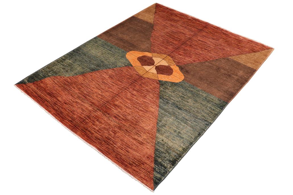 handmade Modern Gabbeh Rust Brown Hand Knotted RECTANGLE 100% WOOL area rug 7  x 10 