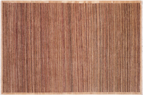 6x9 hand knotted modern Gabbeh wool rug in tan and beige - Shabby Chic Gabbeh Cheryll