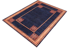 handmade Modern Kotan Blue Beige Hand Knotted RECTANGLE 100% WOOL area rug 6 x 9