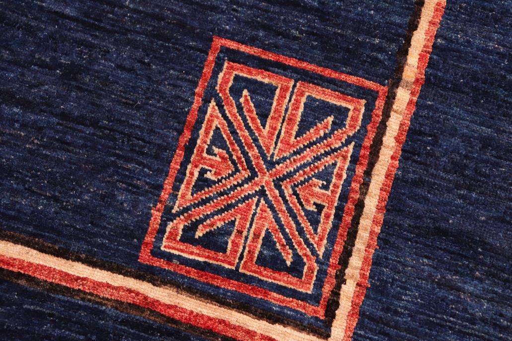 handmade Modern Kotan Blue Beige Hand Knotted RECTANGLE 100% WOOL area rug 6 x 9