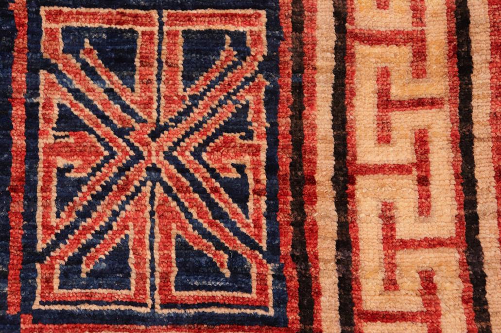 handmade Modern Kotan Blue Beige Hand Knotted RECTANGLE 100% WOOL area rug 6 x 9