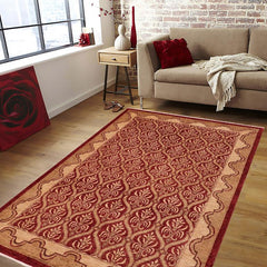handmade Transitional Kafkaz Red Tan Hand Knotted RECTANGLE 100% WOOL area rug 6 x 9