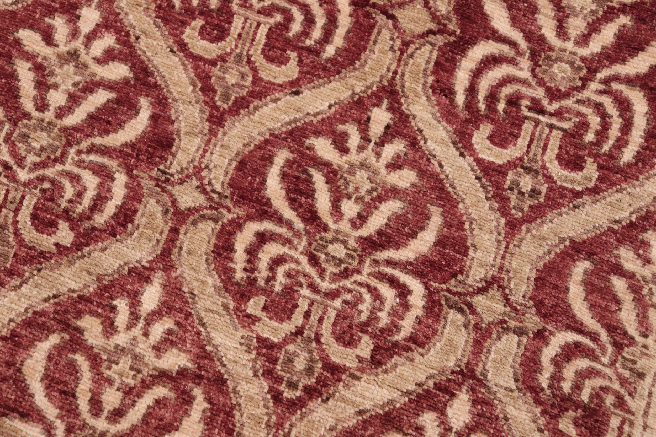 handmade Transitional Kafkaz Red Tan Hand Knotted RECTANGLE 100% WOOL area rug 6' x 9'