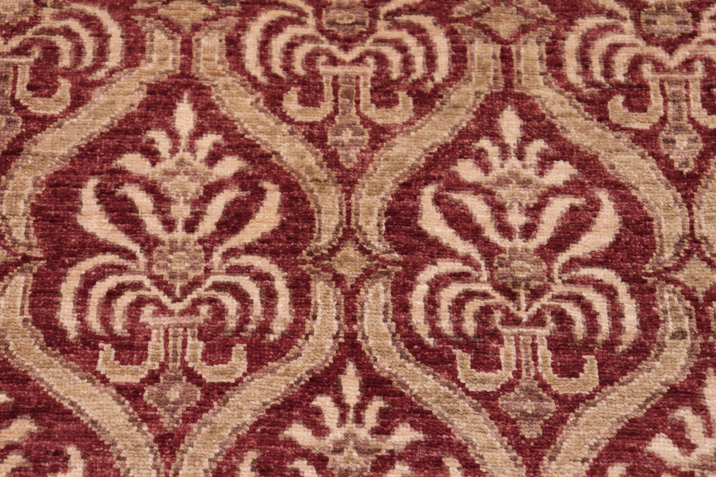 handmade Transitional Kafkaz Red Tan Hand Knotted RECTANGLE 100% WOOL area rug 6' x 9'