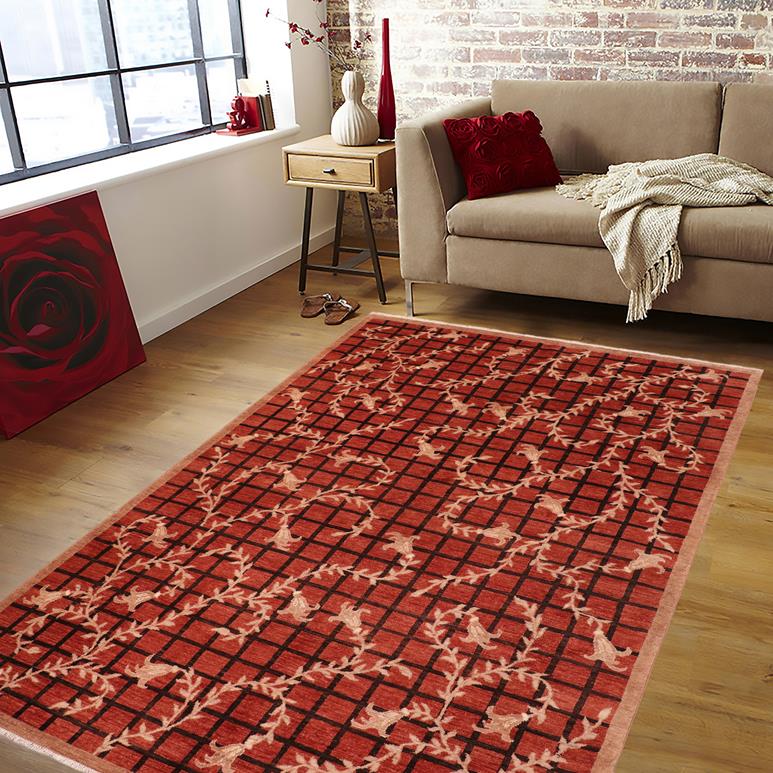 handmade Transitional Kafkaz Rust Black Hand Knotted RECTANGLE 100% WOOL area rug 6 x 9