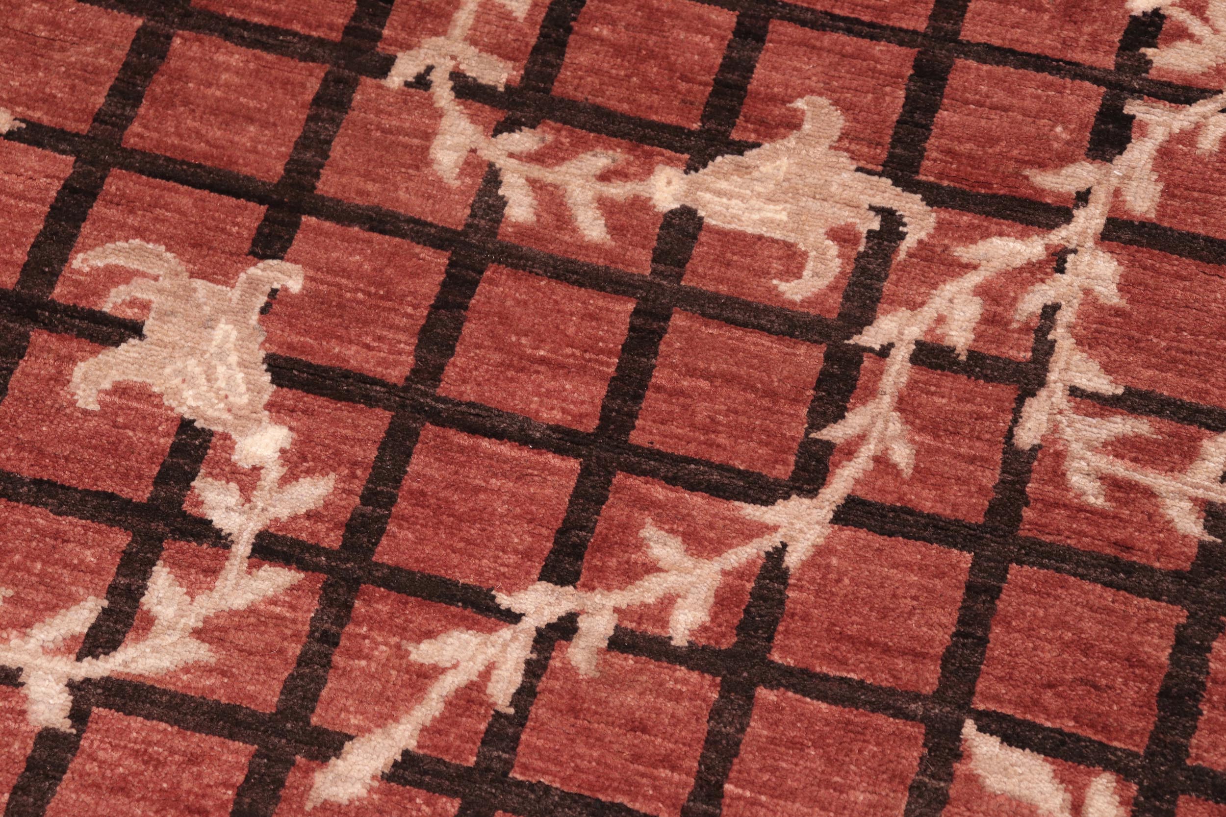 handmade Modern Kafkaz Rust Black Hand Knotted RECTANGLE 100% WOOL area rug 6' x 9'